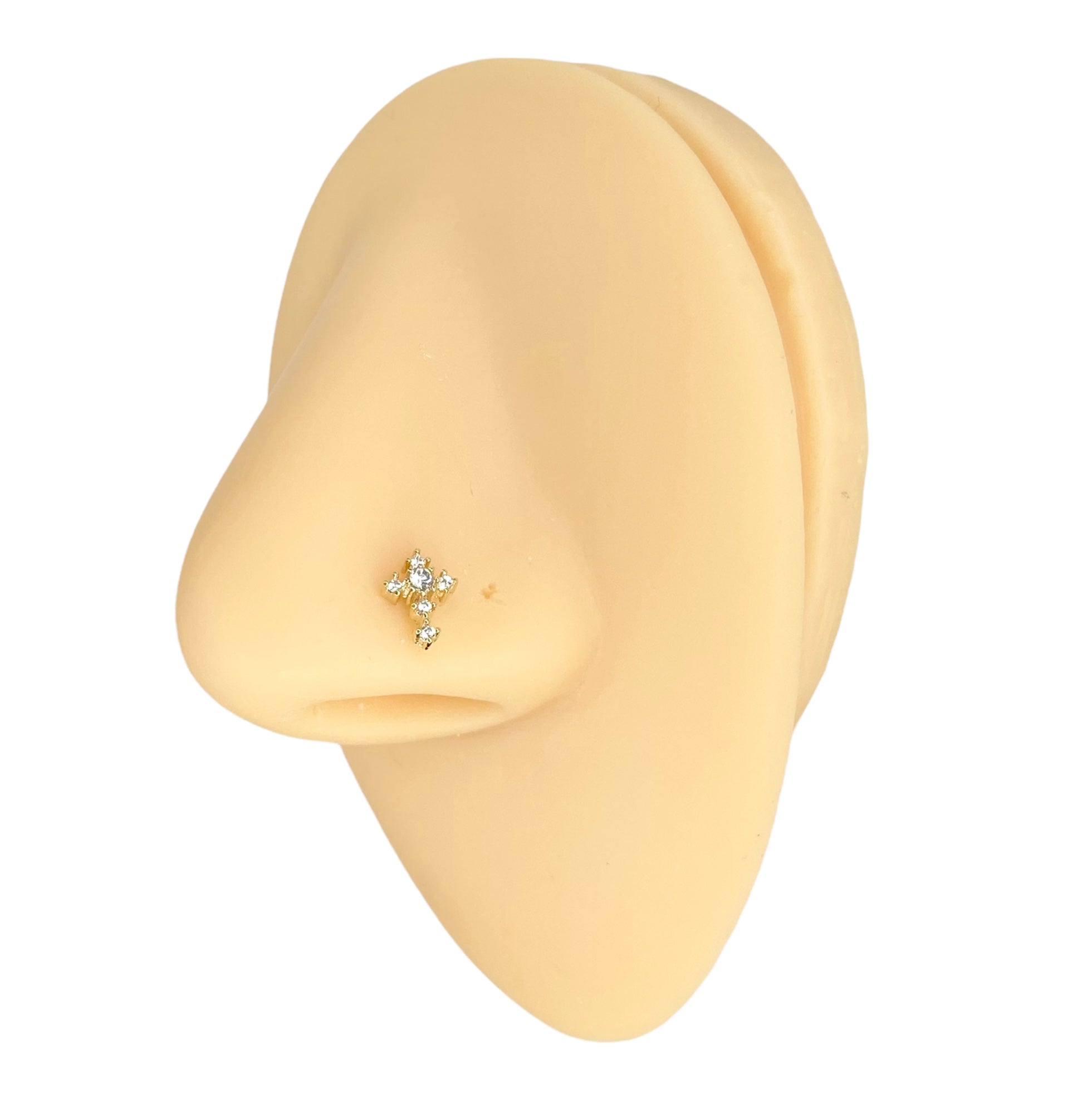 Gold CZ Cross Nose Stud image 0