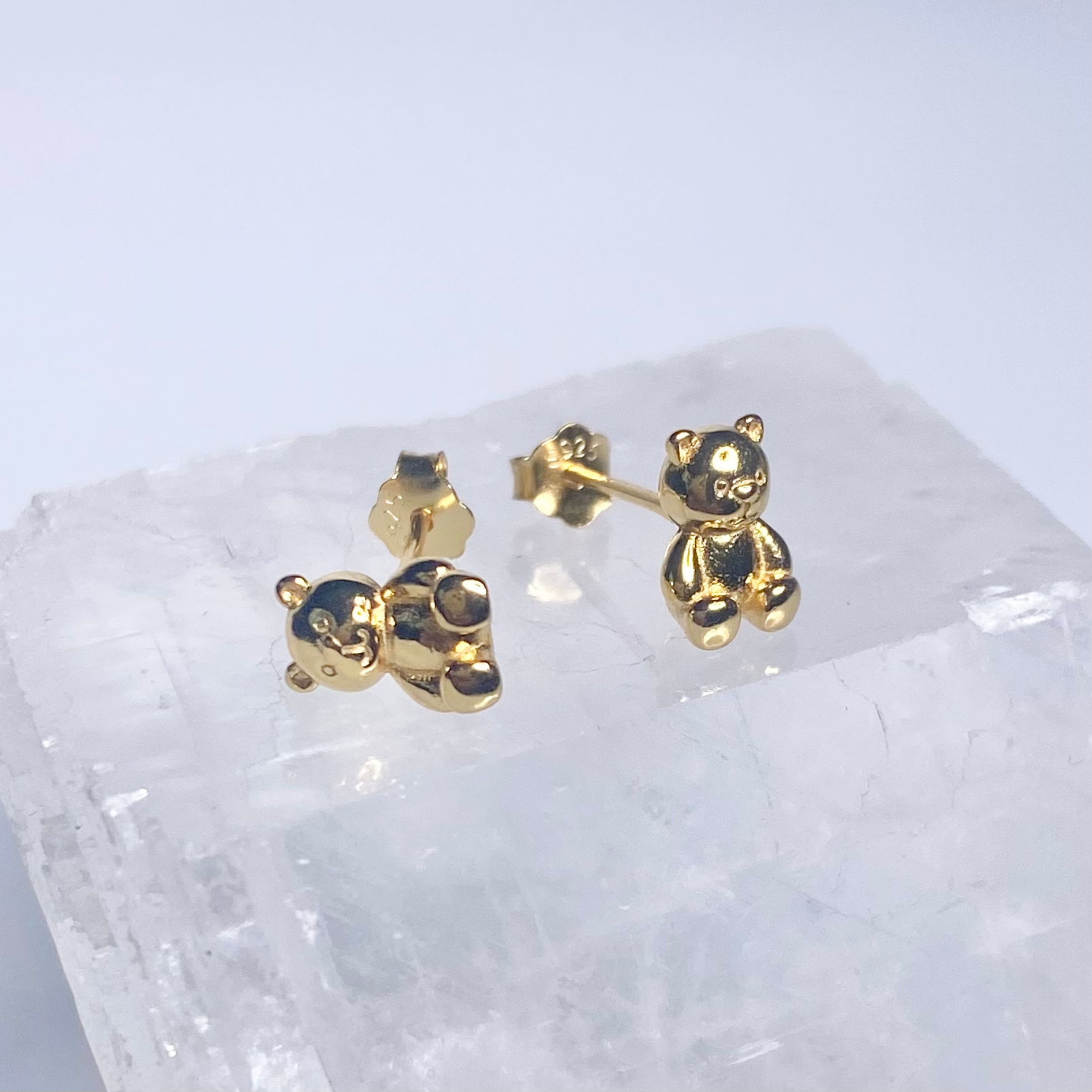 Gold Mini Teddy Bear Stud Earrings image 0