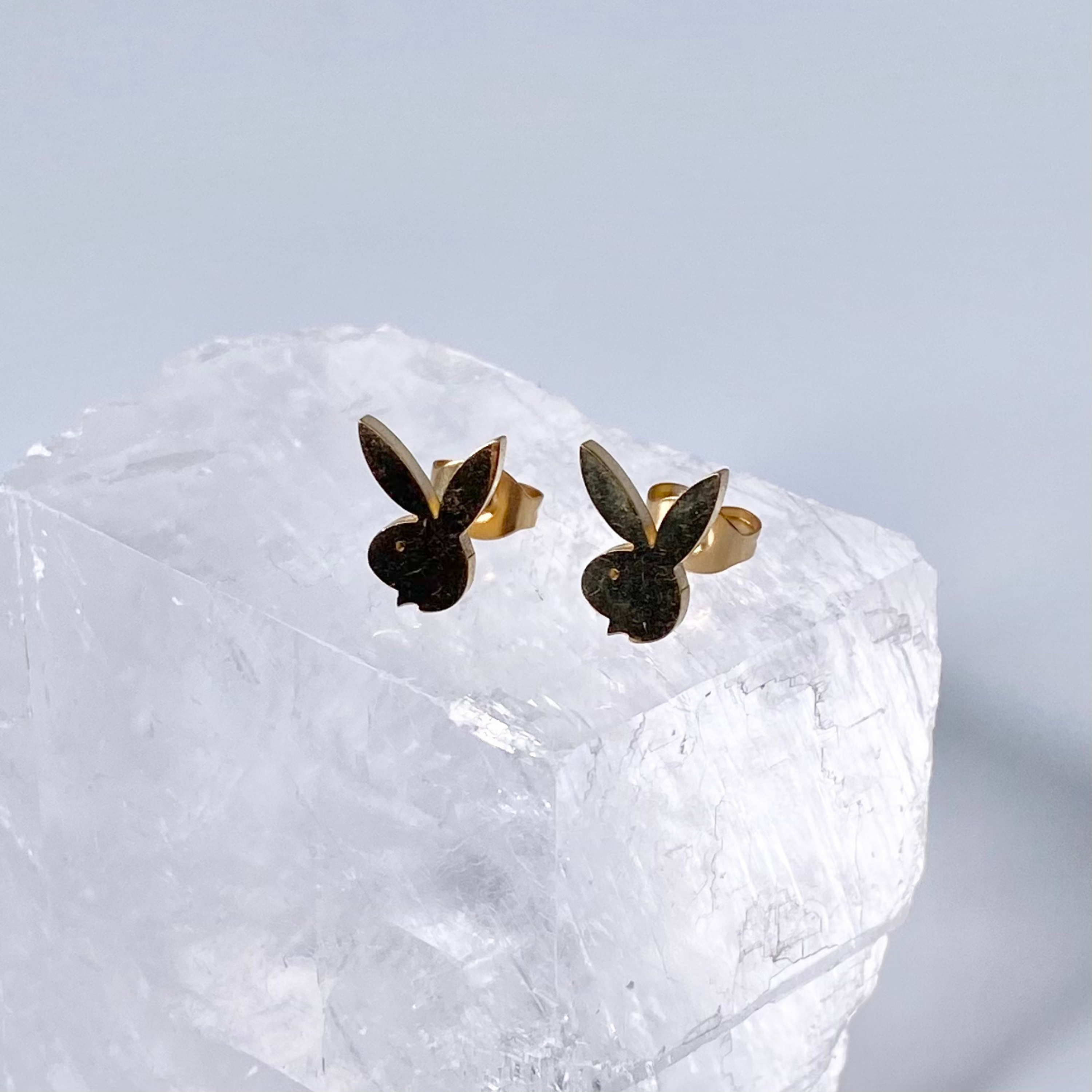 Gold Playboy Stud Earrings image 0