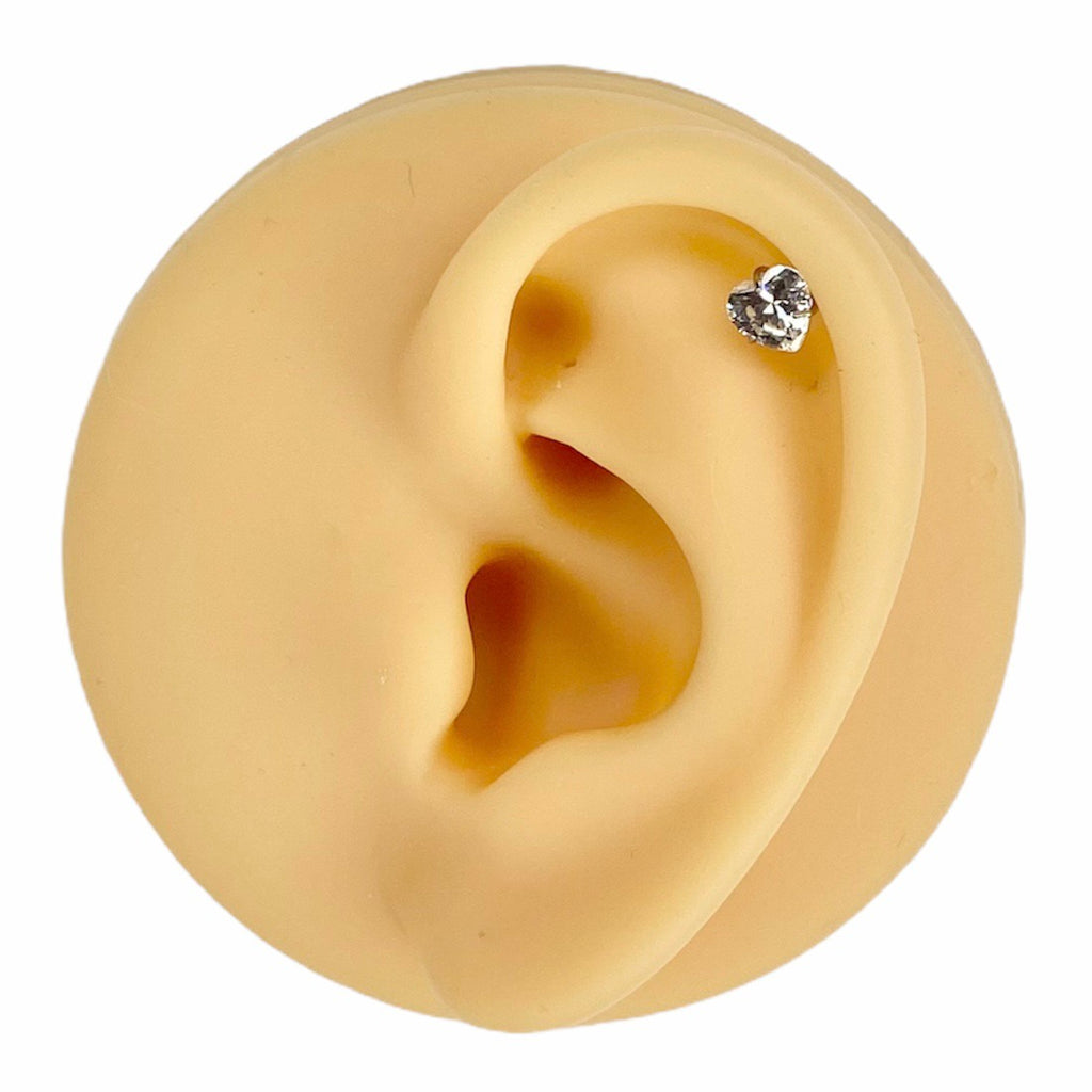 Clear Heart Gem Barbell Stud image 1
