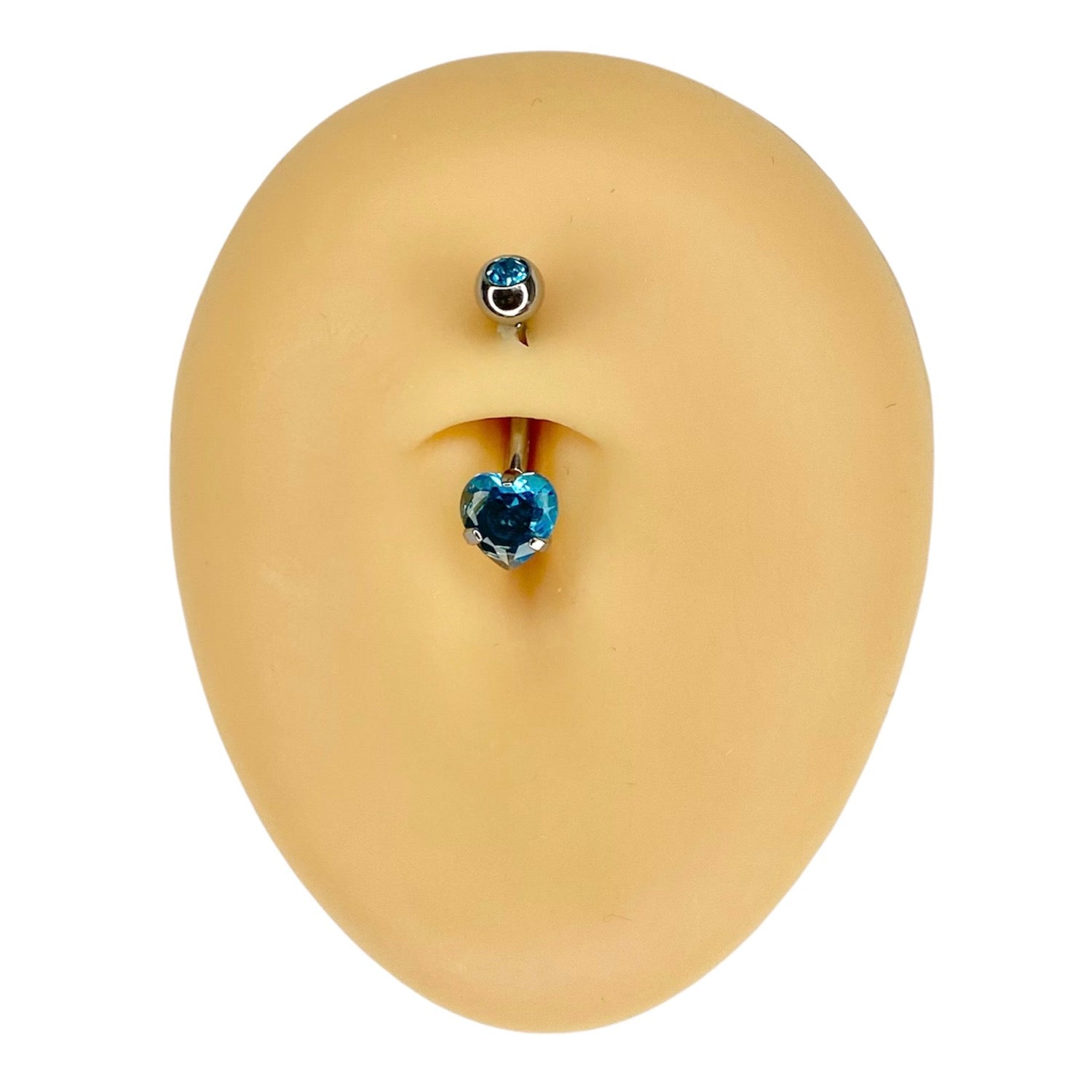 Blue Heart CZ Prong Belly Bar image 0