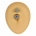 Aurora Borealis Double End CZ Flower Belly Bar  image 0