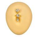 Gold CZ 3 Heart Reverse Belly Bar  image 0