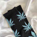 Black & Blue Weed Leaf Socks image 0