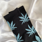 Black & Blue Weed Leaf Socks image 0