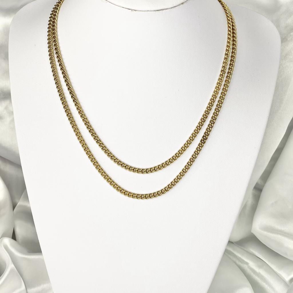 Gold 4mm Curb Chain Necklace image 1