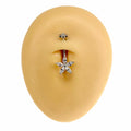 Silver CZ Marquise Flower & Flower Top Belly Bar  image 0