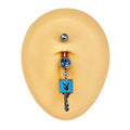 Blue Enamel Playboy Key Belly Bar  image 0