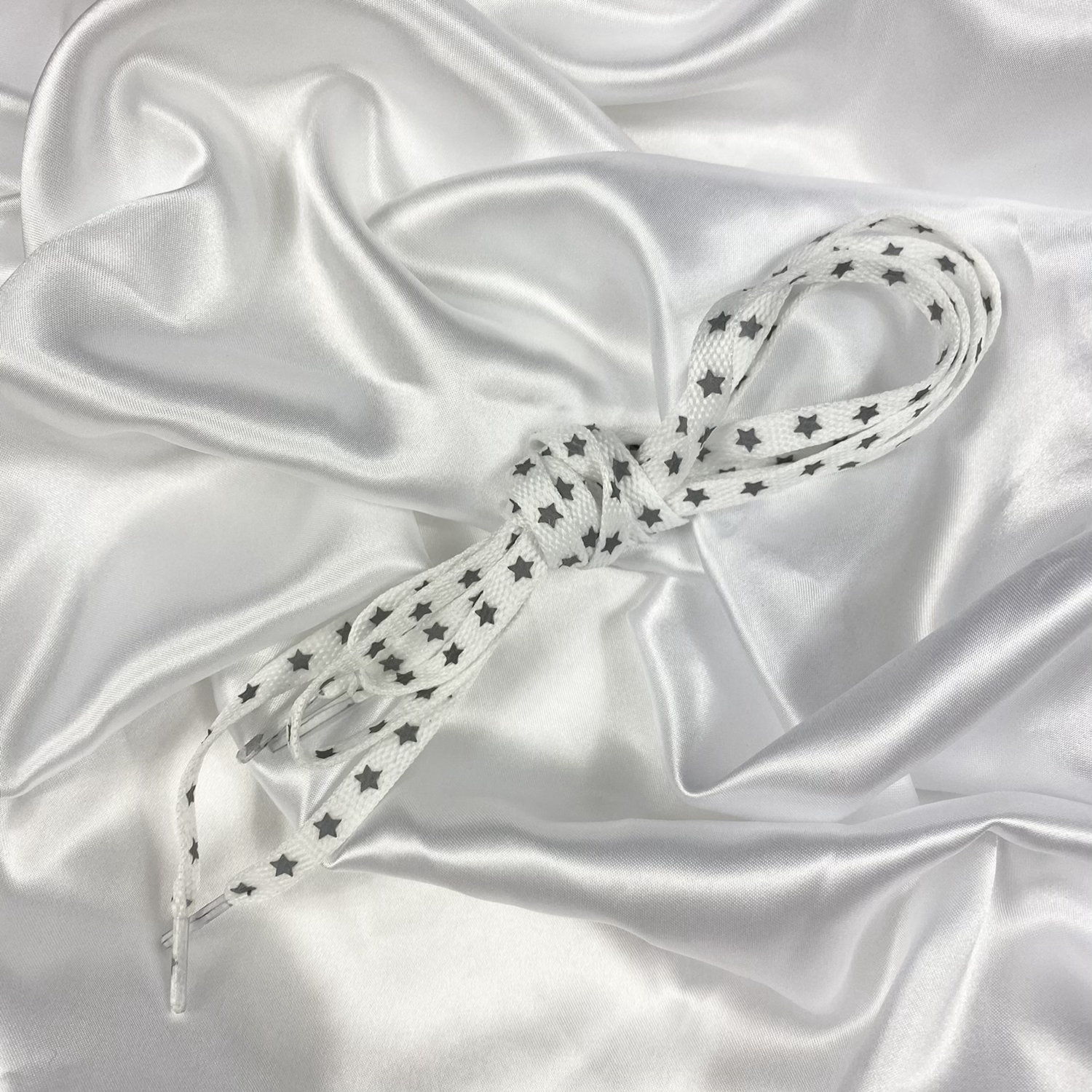 White Reflective Star Shoe Laces image 0