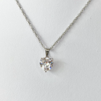 Silver Cubic Zirconia Statement Heart Necklace image 0