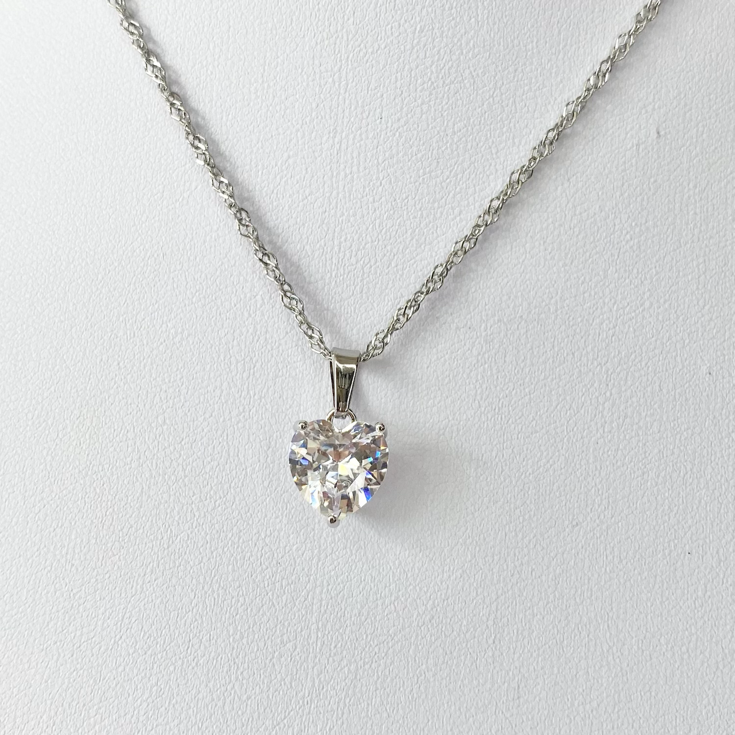 Silver Cubic Zirconia Statement Heart Necklace image 0