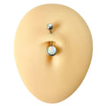 Silver Double Iridescent Stone Belly Bar  image 0