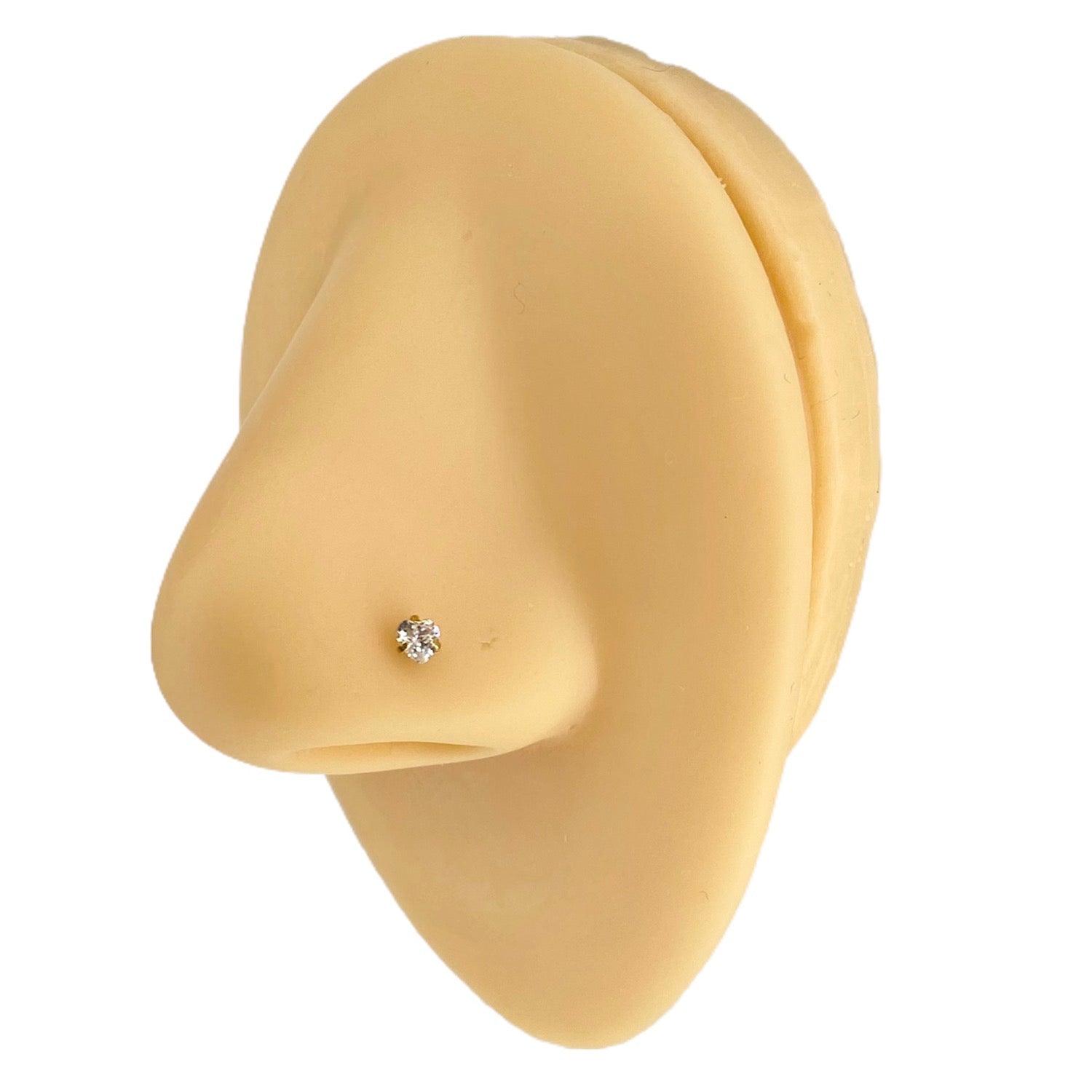 Gold Cubic Zirconia Heart Nose Stud image 0
