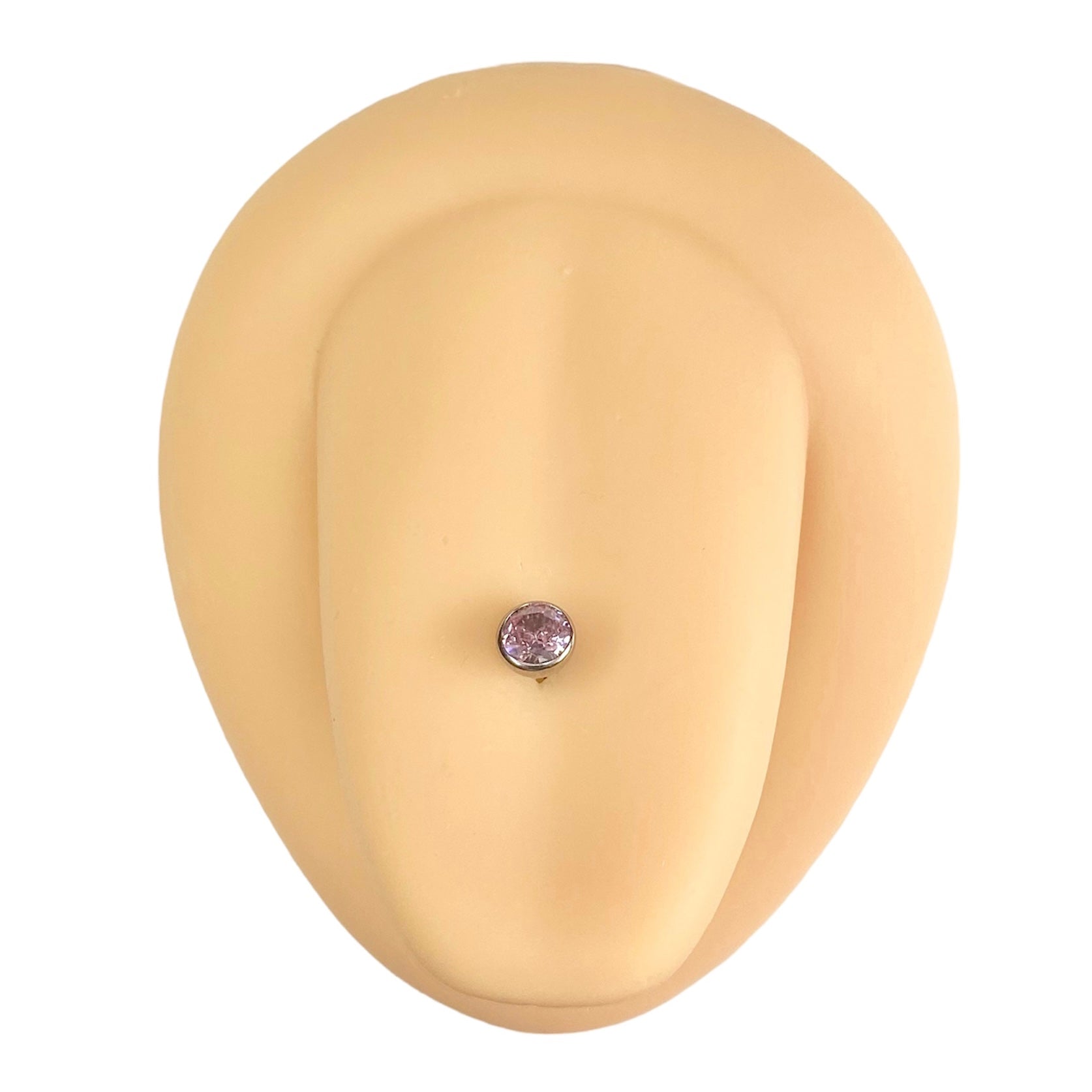 Pink Bezel Set CZ Titanium Tongue Bar image 0