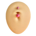 Pink AB Coated Splash Effect Belly Bar  image 0