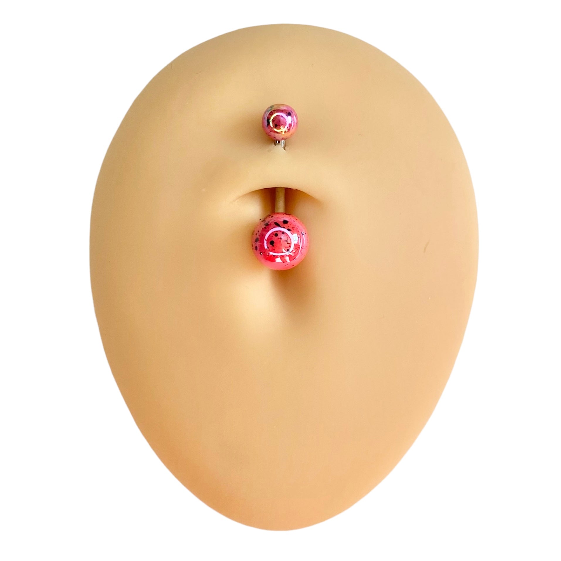 Pink AB Coated Splash Effect Belly Bar  image 0