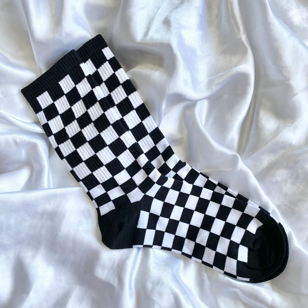 Black Checkered Socks image 1