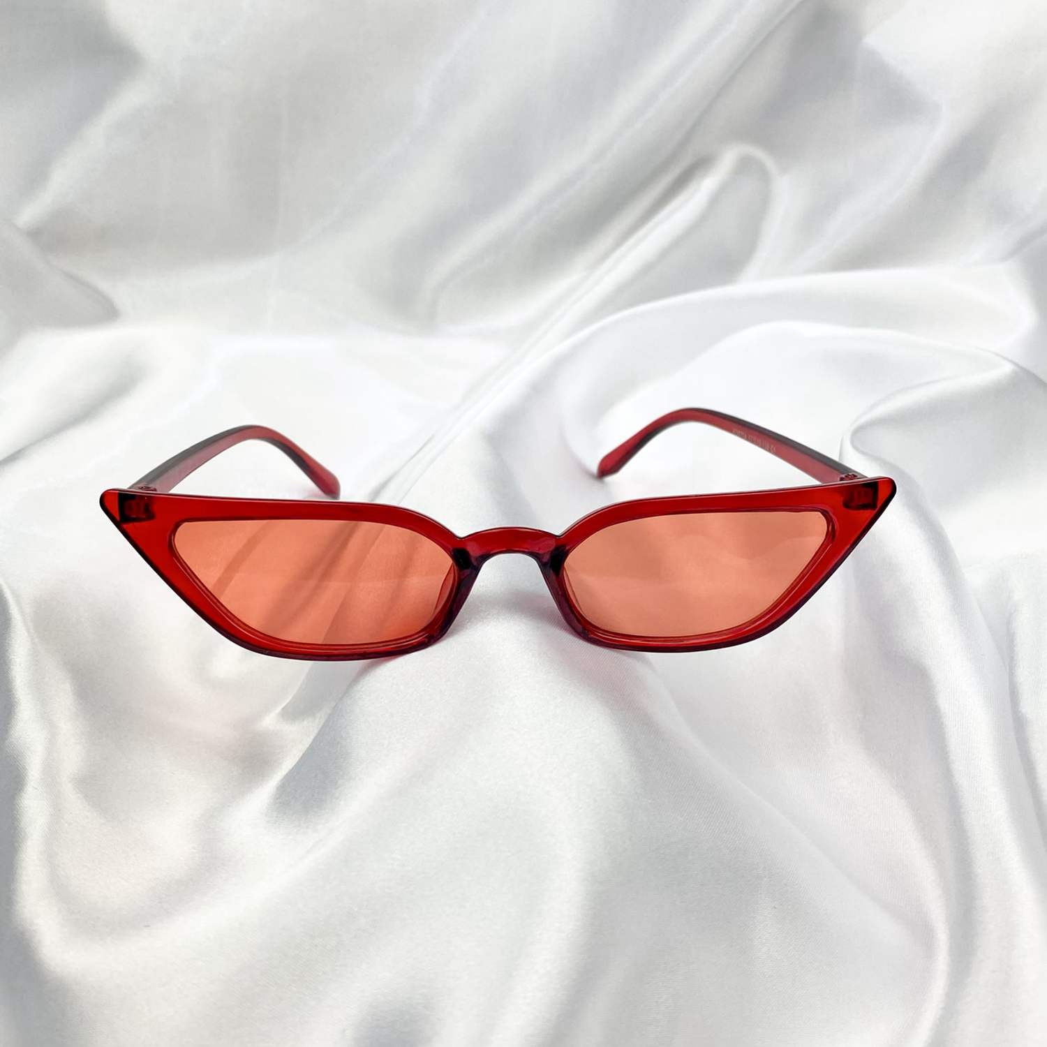 Red Clear Slim Rectangle Cat Eye Sunglasses image 1