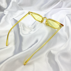 Yellow Clear Slim Rectangle Cat Eye Sunglasses image 2