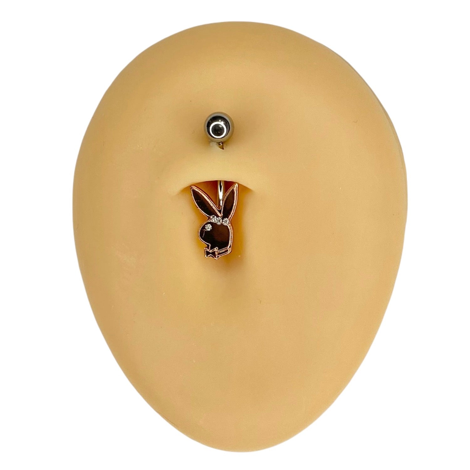 Rose Gold Playboy Rhinestone Eye & Headband Belly Bar image 0