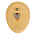 Silver Crystal Paved Butterfly Belly Bar image 0