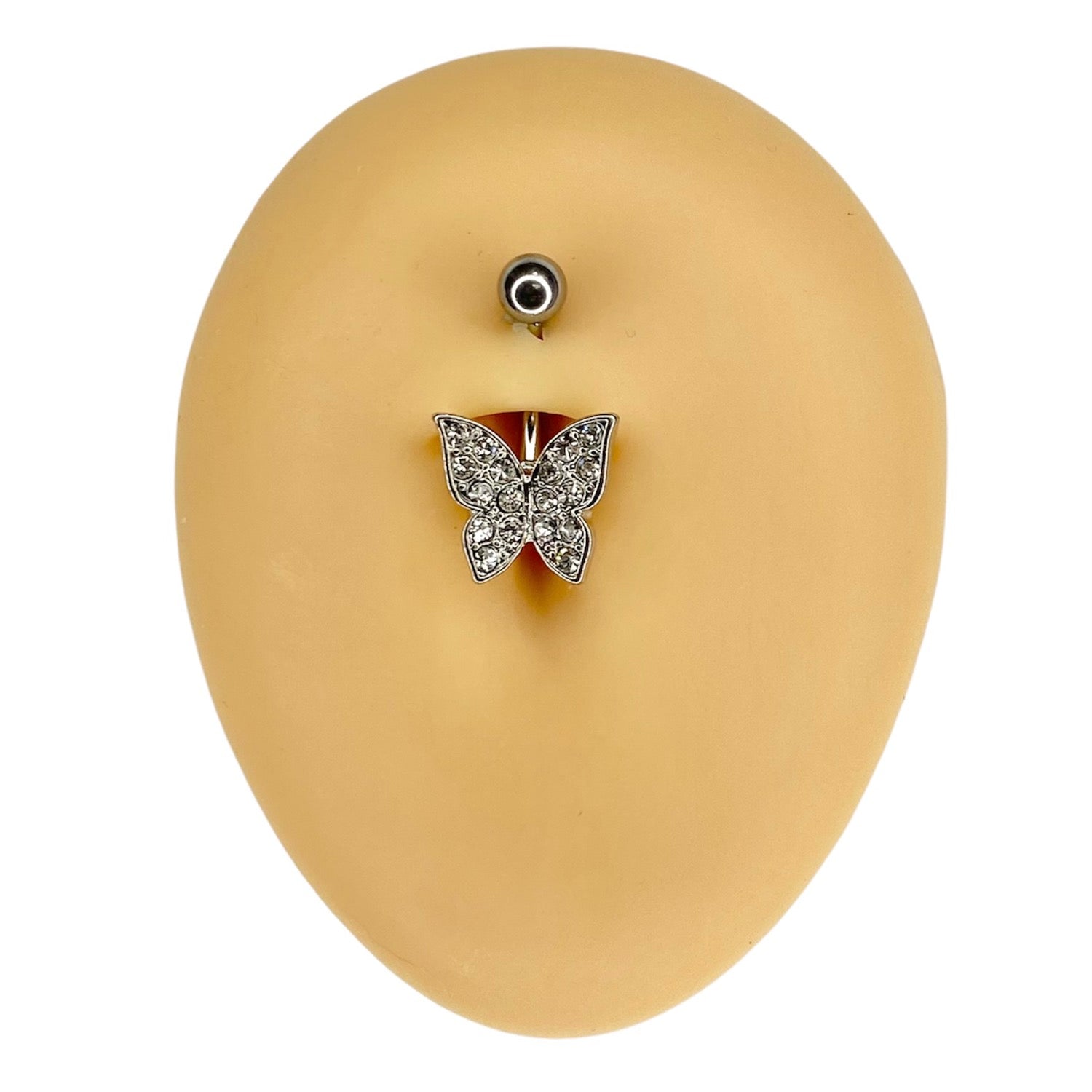Silver Crystal Paved Butterfly Belly Bar image 0