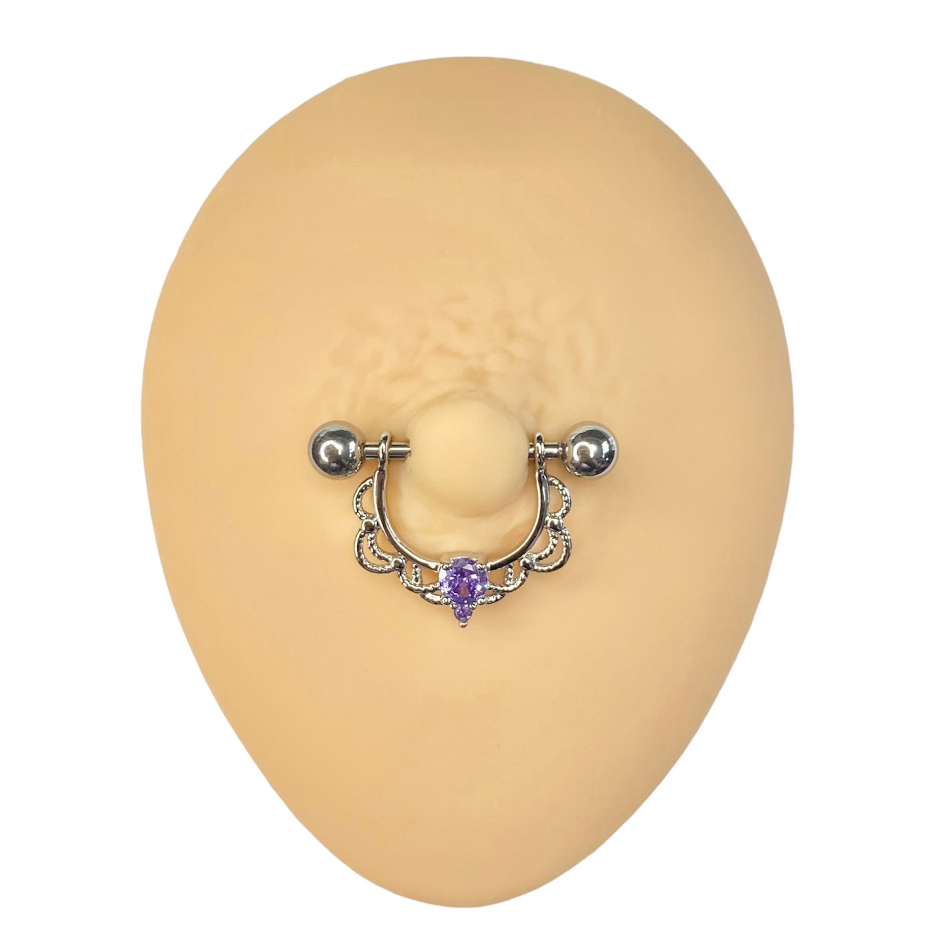 Purple Royal CZ Nipple Bar image 0