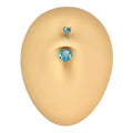 Blue Double CZ Heart Belly Bar  image 0