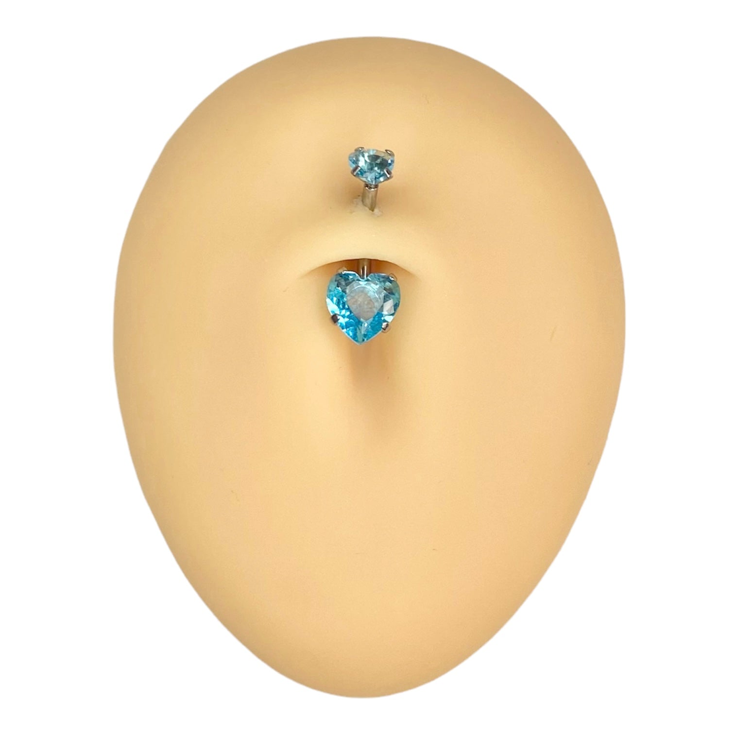 Blue Double CZ Heart Belly Bar  image 0