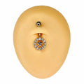 Silver Crystal Circle Star Belly Bar  image 0
