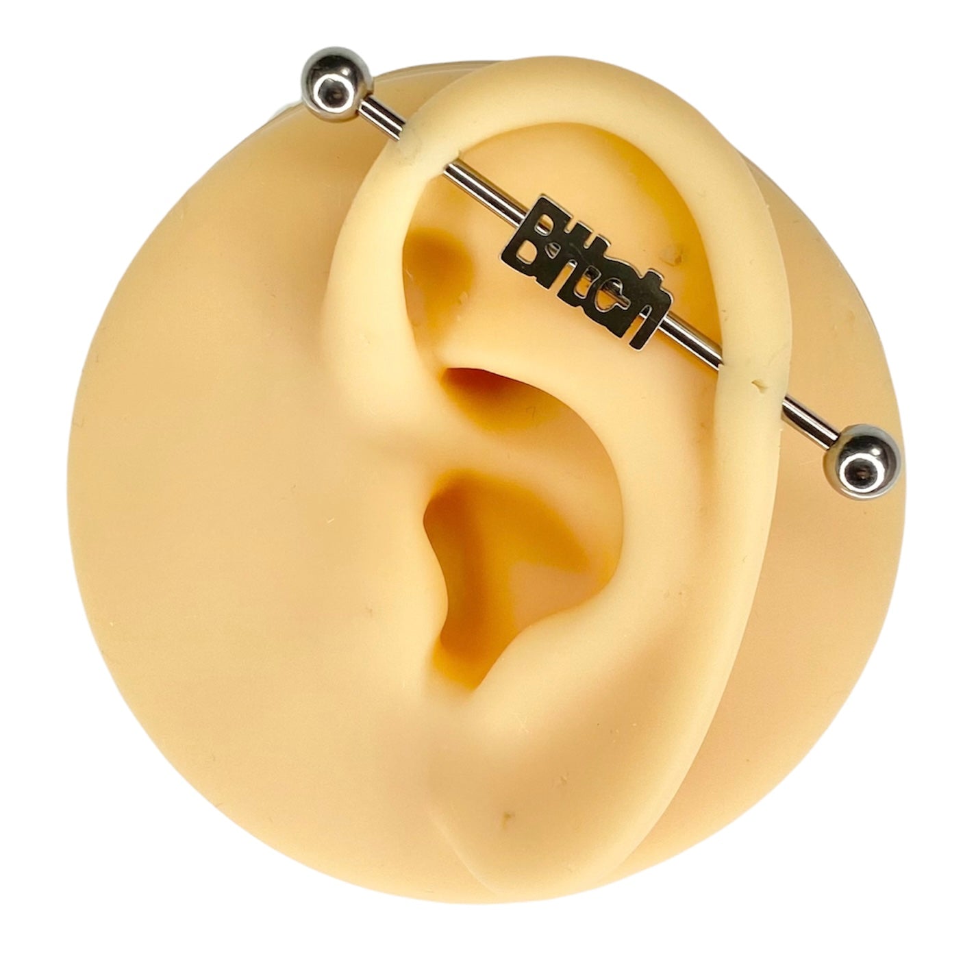 Silver ‘Bitch’ Industrial Barbell  image 0
