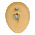 Silver Crystal Paved Leaf Belly Bar  image 0