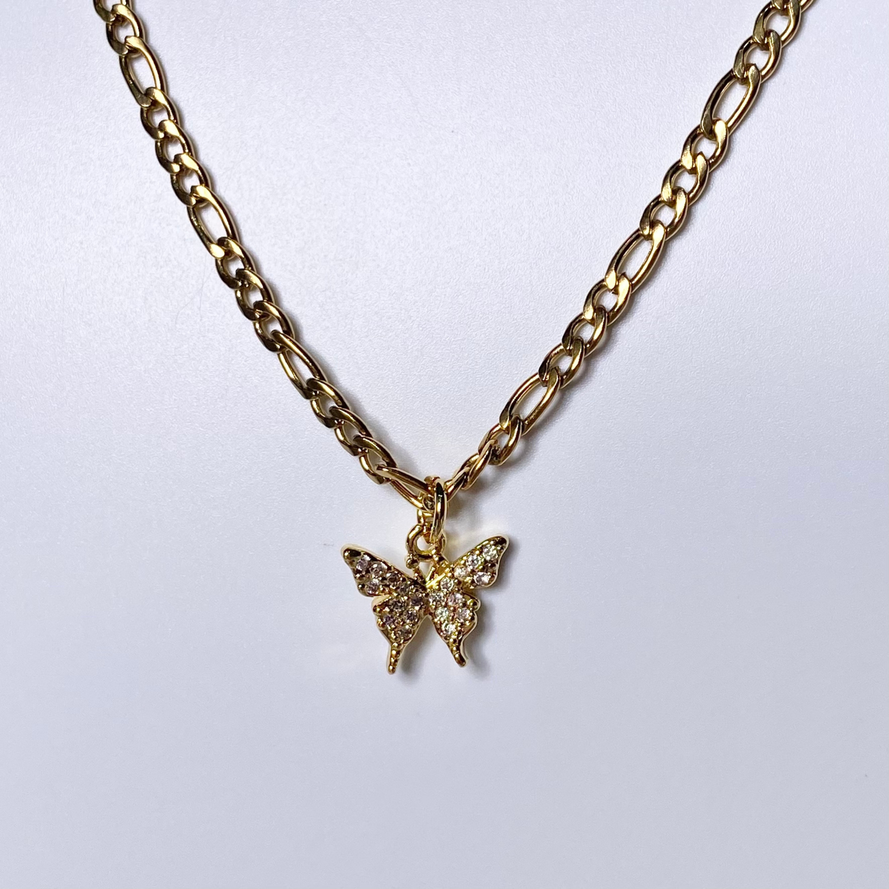 Gold CZ Butterfly Necklace image 0