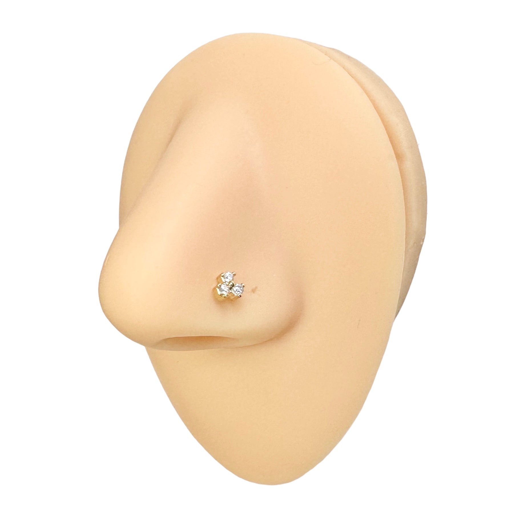 Gold Triple Stone Nose Stud image 0