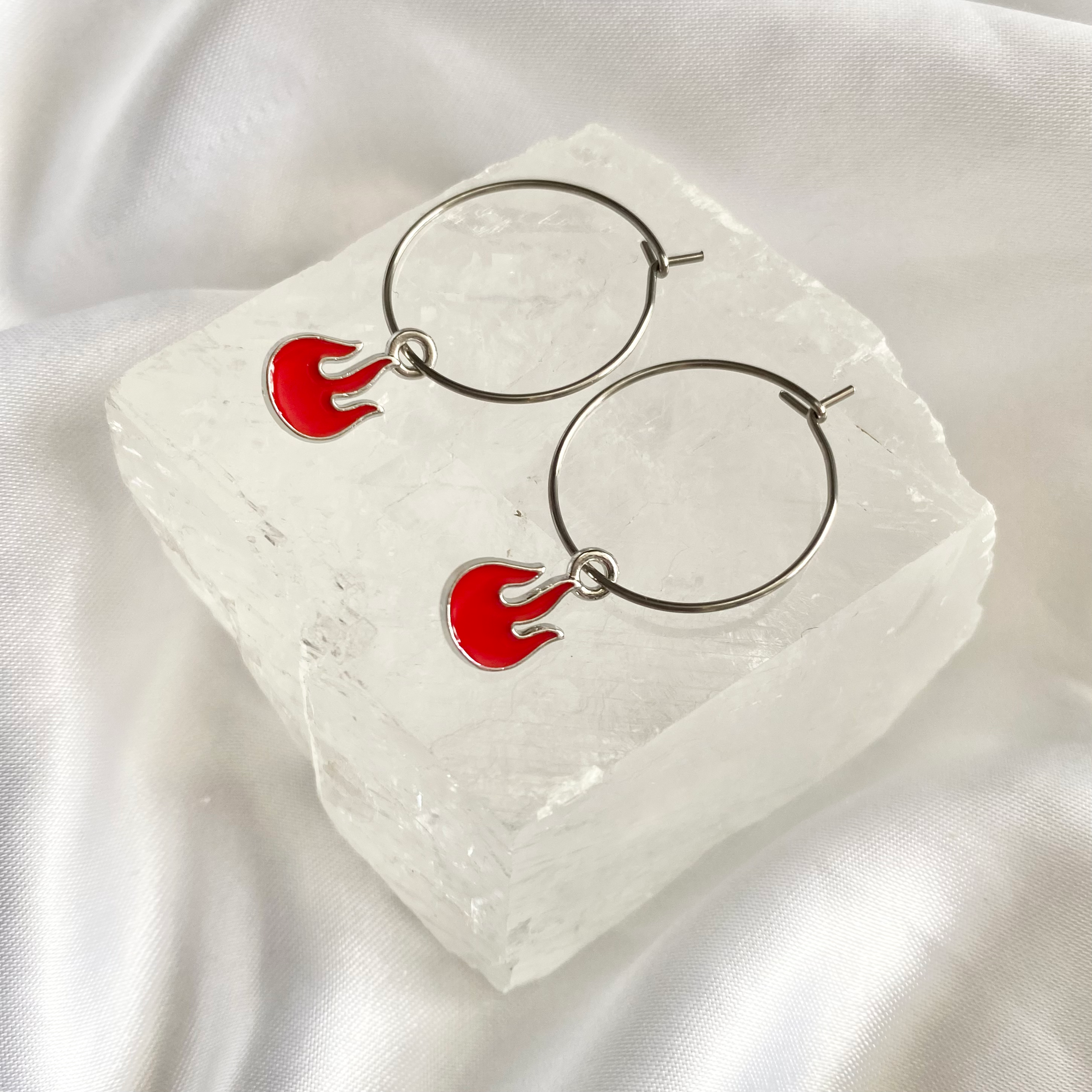 Red Flame Hoop Earrings image 0