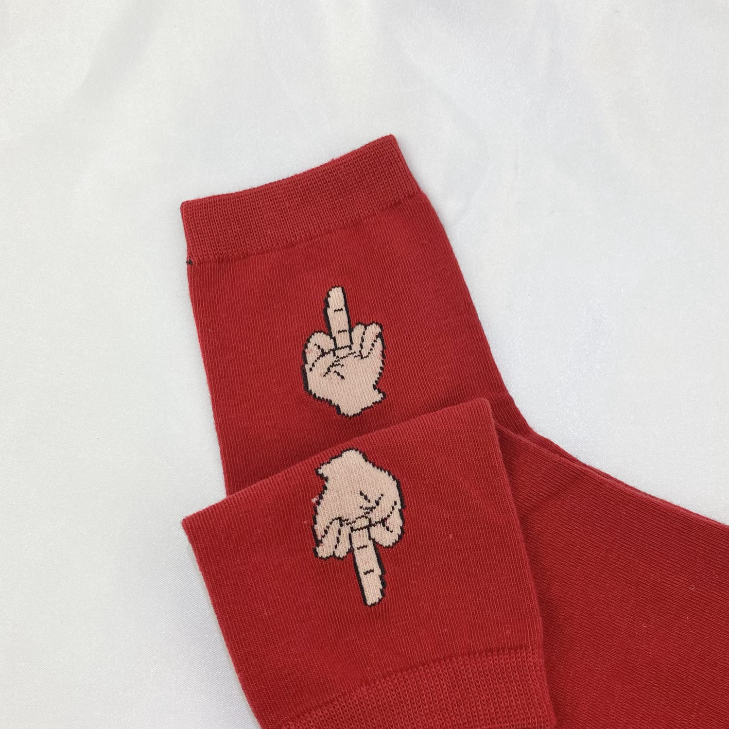 Dark Red Middle Finger Socks  image 1