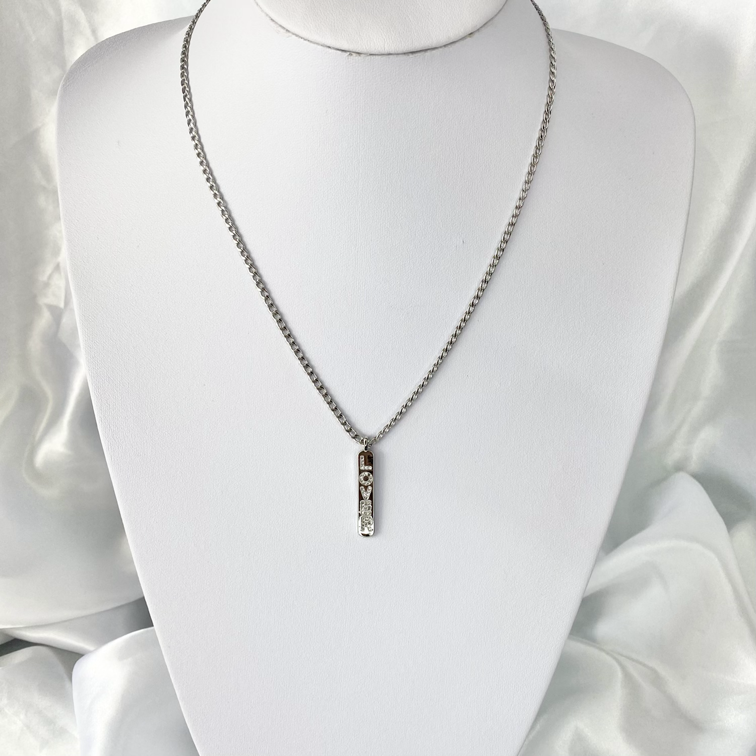 Silver CZ Lover Necklace image 1