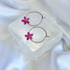 Pink AB Sequin Flower Hoop Earrings image 0