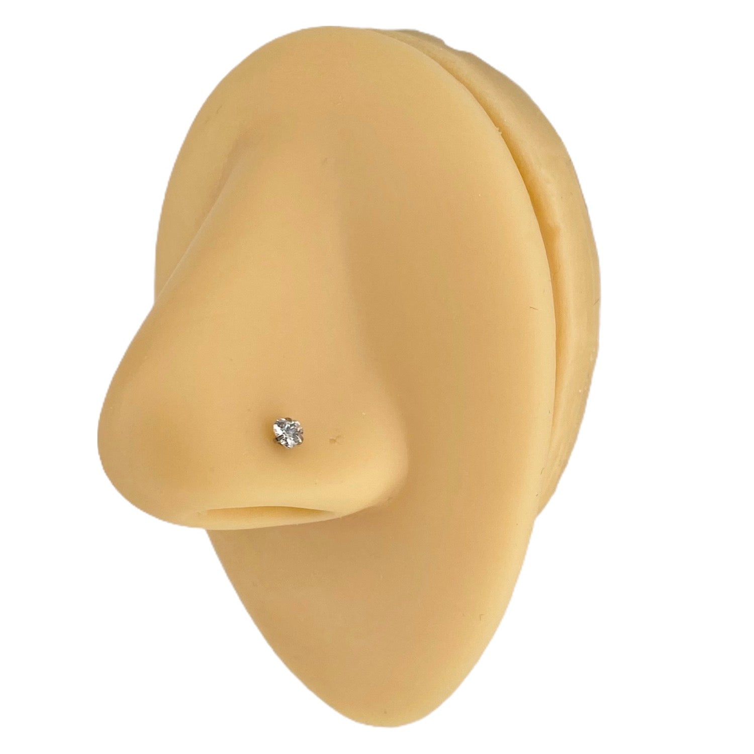 Silver Cubic Zirconia Heart Nose Stud image 0